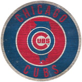 Chicago Cubs  Sign Wood 12 Inch Round State Design