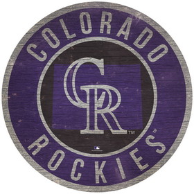 Colorado Rockies Sign Wood 12 Inch Round State Design