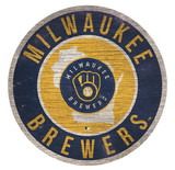Milwaukee Brewers Sign Wood 12 Inch Round State Design
