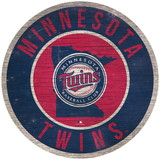 Minnesota Twins  Sign Wood 12 Inch Round State Design