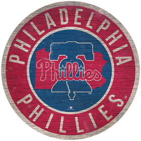 Philadelphia Phillies Sign Wood 12 Inch Round State Design