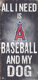 Los Angeles Angels Sign Wood 6x12 Baseball and Dog Design