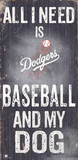 Los Angeles Dodgers Sign Wood 6x12 Baseball and Dog Design