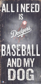 Los Angeles Dodgers Sign Wood 6x12 Baseball and Dog Design