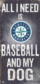Seattle Mariners Sign Wood 6x12 Baseball and Dog Design