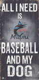 Miami Marlins Sign Wood 6x12 Baseball and Dog Design