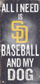 San Diego Padres Sign Wood 6x12 Baseball and Dog Design