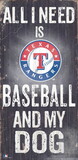 Texas Rangers Sign Wood 6x12 Baseball and Dog Design