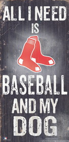 Boston Red Sox Sign Wood 6x12 Baseball and Dog Design
