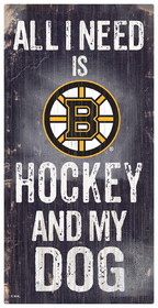 Boston Bruins Sign Wood 6x12 Hockey and Dog Design