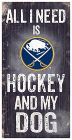 Buffalo Sabres Sign Wood 6x12 Hockey and Dog Design