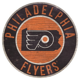 Philadelphia Flyers Sign Wood 12 Inch Round State Design