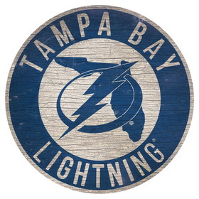 Tampa Bay Lightning Sign Wood 12 Inch Round State Design