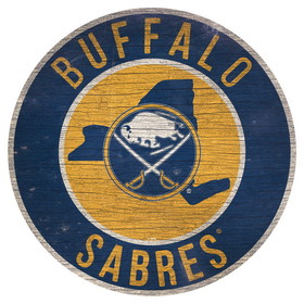 Buffalo Sabres Sign Wood 12 Inch Round State Design