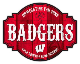 Wisconsin Badgers Sign Wood 12 Inch Homegating Tavern