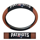 New England Patriots Steering Wheel Cover Premium Pigskin Style