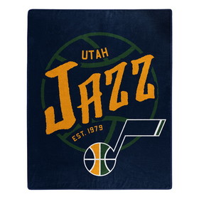 Utah Jazz Blanket 50x60 Raschel Blacktop Design
