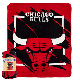 Chicago Bulls Blanket 46x60 Micro Raschel Dimensional Design Rolled