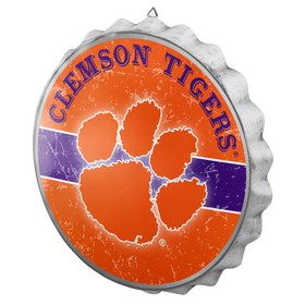 Clemson Tigers Sign Bottle Cap Style Distressed