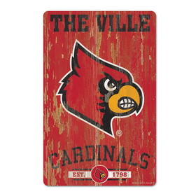 Louisville Cardinals Sign 11x17 Wood Slogan Design