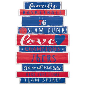 WinCraft Philadelphia 76ers Sign 11x17 Wood Family Word