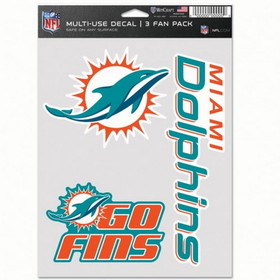 Miami Dolphins Decal Multi Use Fan 3 Pack