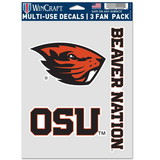 Oregon State Beavers Decal Multi Use Fan 3 Pack