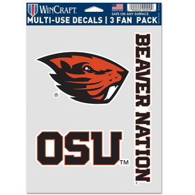 Oregon State Beavers Decal Multi Use Fan 3 Pack