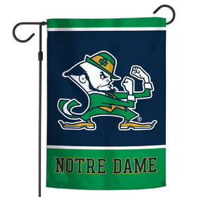 Notre Dame Fighting Irish Flag 12x18 Garden Style 2 Sided Leprechaun