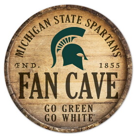 Michigan State Spartans Sign Wood 14 Inch Round Barrel Top Design