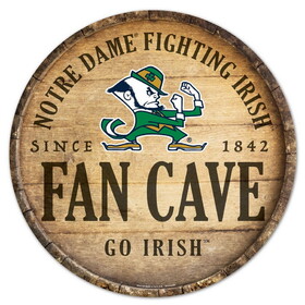 Notre Dame Fighting Irish Sign Wood 14 Inch Round Barrel Top Design