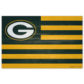 Green Bay Packers Sign 11x17 Wood American Flag Design