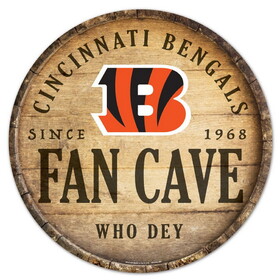 Cincinnati Bengals Sign Wood 14 Inch Round Barrel Top Design