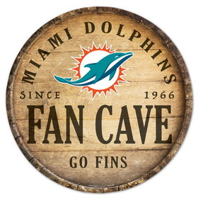 Miami Dolphins Sign Wood 14 Inch Round Barrel Top Design