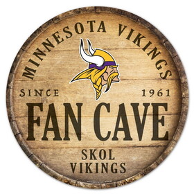 Minnesota Vikings Sign Wood 14 Inch Round Barrel Top Design