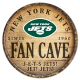 New York Jets Sign Wood 14 Inch Round Barrel Top Design