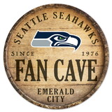 Seattle Seahawks Sign Wood 14 Inch Round Barrel Top Design