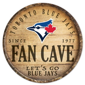 Toronto Blue Jays Sign Wood 14 Inch Round Barrel Top Design
