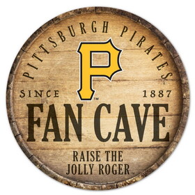 Pittsburgh Pirates Sign Wood 14 Inch Round Barrel Top Design