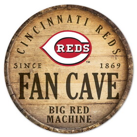 Cincinnati Reds Sign Wood 14 Inch Round Barrel Top Design