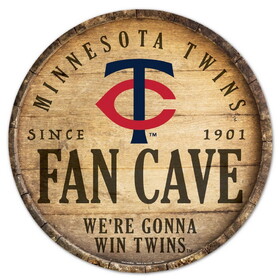 Minnesota Twins Sign Wood 14 Inch Round Barrel Top Design