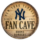 New York Yankees Sign Wood 14 Inch Round Barrel Top Design