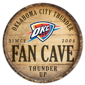 Oklahoma City Thunder Sign Wood 14 Inch Round Barrel Top Design