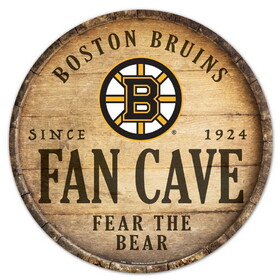 Boston Bruins Sign Wood 14 Inch Round Barrel Top Design