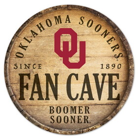 Oklahoma Sooners Sign Wood 14 Inch Round Barrel Top Design