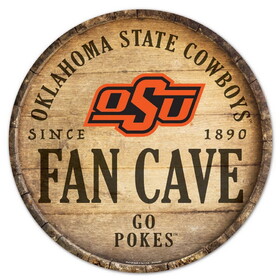 Oklahoma State Cowboys Sign Wood 14 Inch Round Barrel Top Design