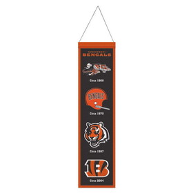 Cincinnati Bengals Banner Wool 8x32 Heritage Evolution Design