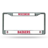 Wisconsin Badgers License Plate Frame Chrome