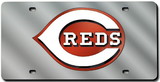 Cincinnati Reds Laser Cut Silver License Plate