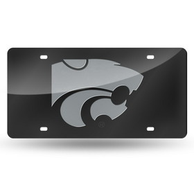 Kansas State Wildcats License Plate Laser Cut Black and Silver